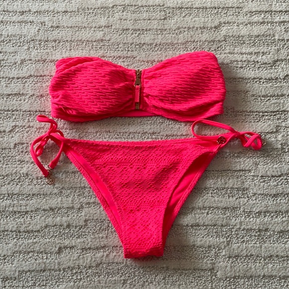 H&M Swim Hm Hot Pink Strapless Bikini Poshmark